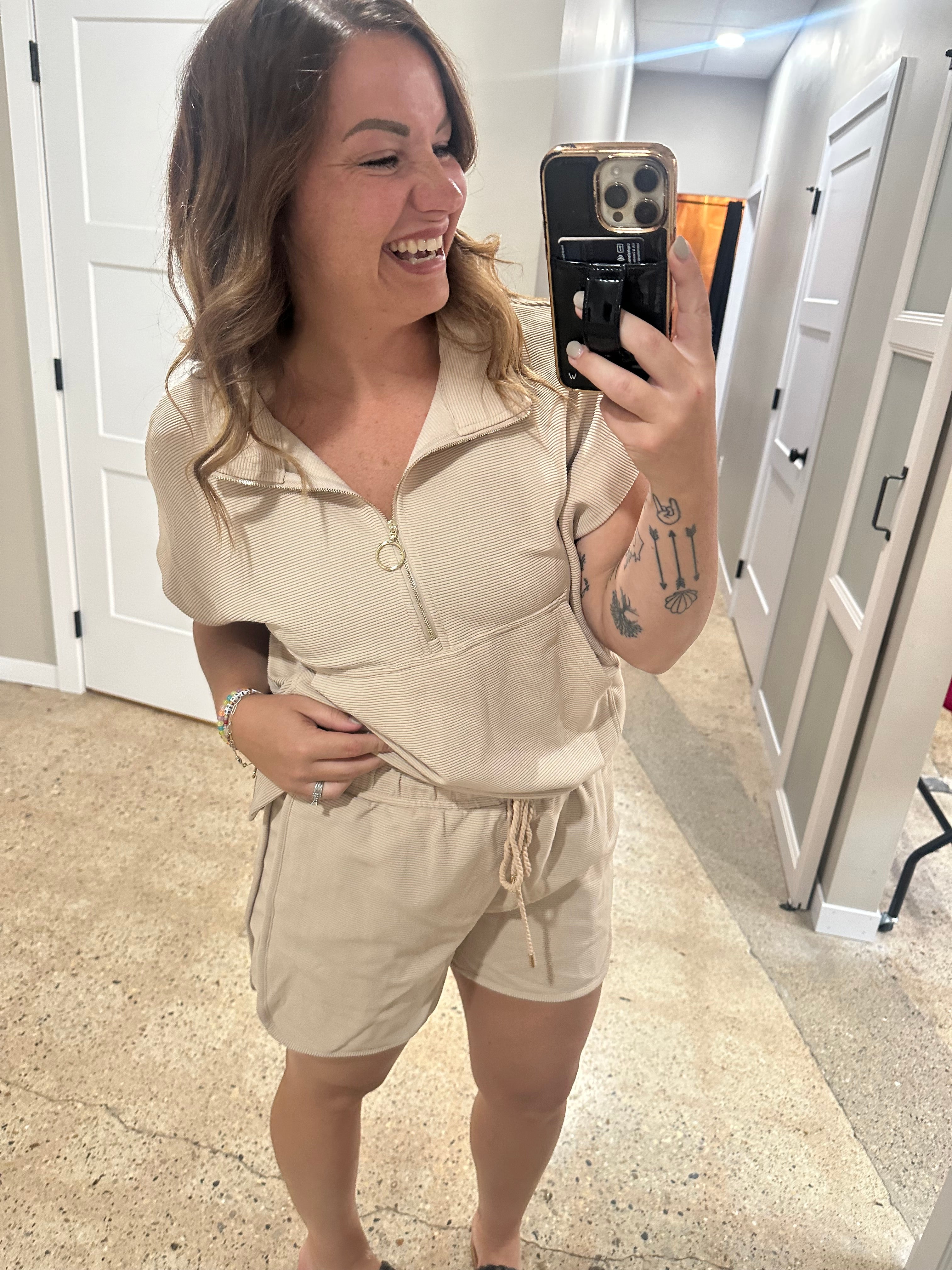Luxury Textured Top and Shorts Set